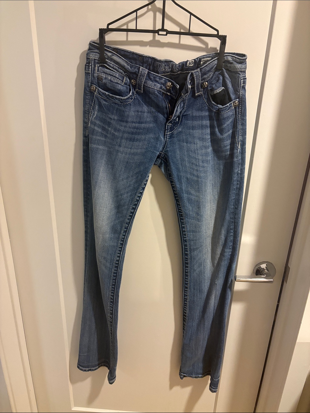 Blue Women's Slim Straight Jeans Miss Me Boot Cut Light Wash Size 30